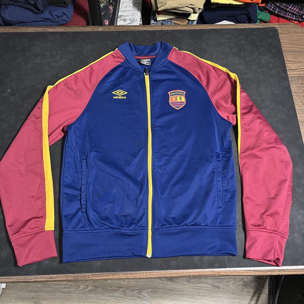 FC Barcelona Jacket Mens Medium Blue Soccer Umbro Full Zip Warm Up Top